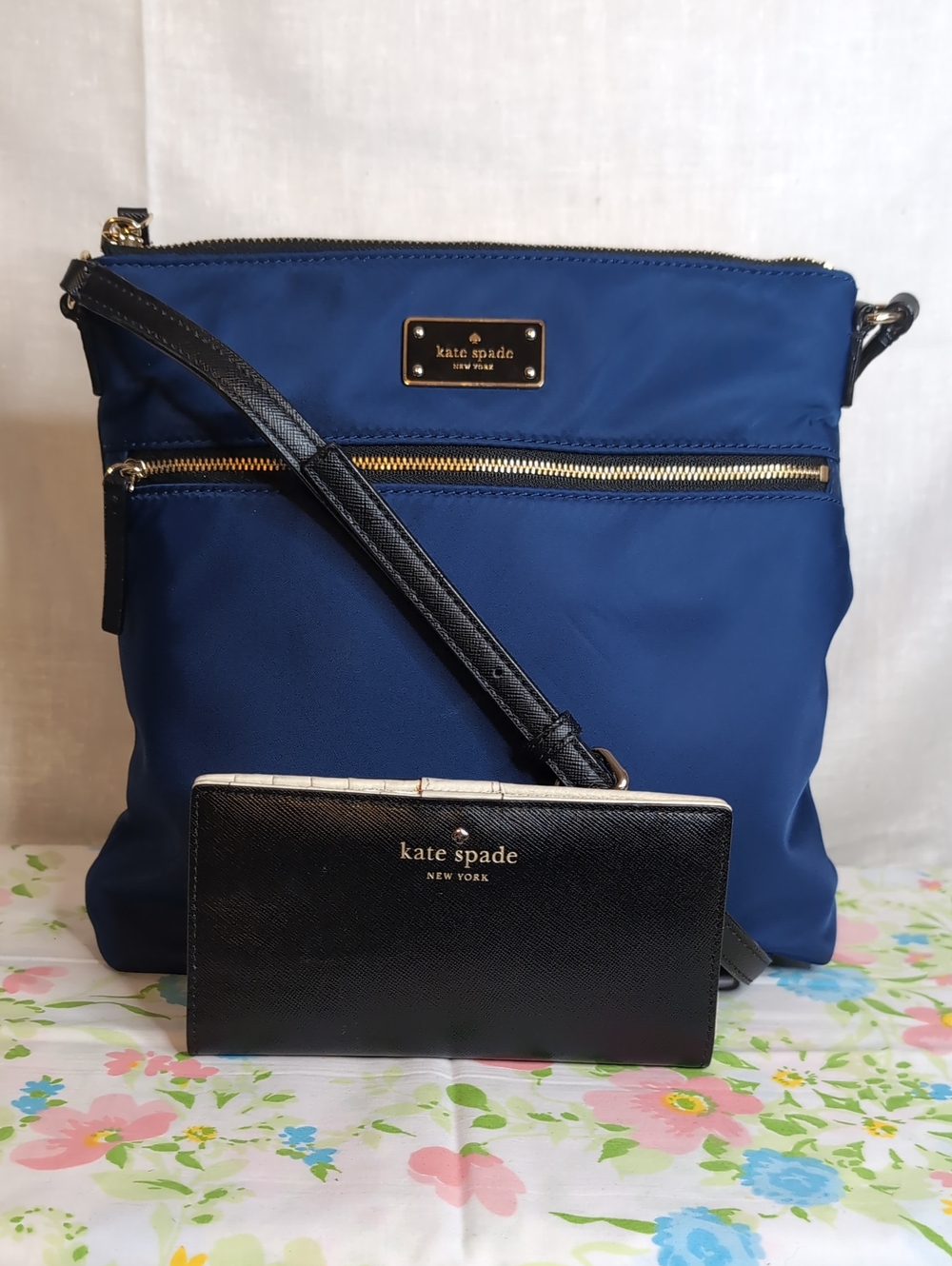Kate Spade Nylon Crossbody Leather Wallet Combo